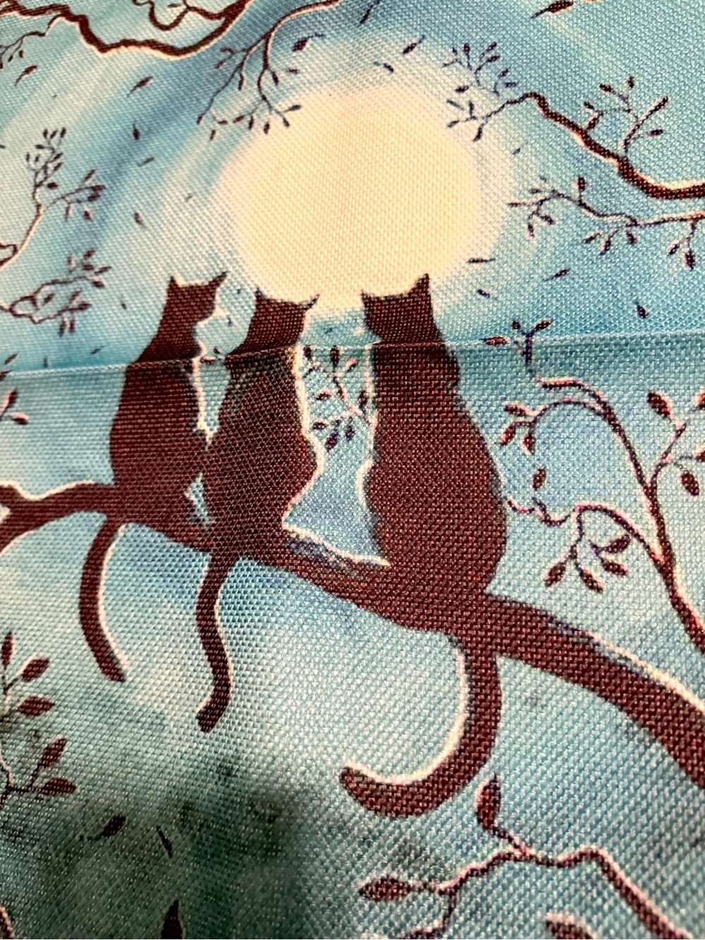 Moonlit Black Cats Linen Throw Pillow Cover 18x18 Hidden Zipper Cottagecore - Picture 3 of 8
